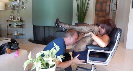 Deluxe american wife Sandra Otterson in hot pantyhose drilled in her pussy after hot blowjob 