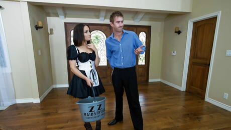 Hot american Gabriella Paltrova blows on big cock and enjoys a cum shot in mouth 