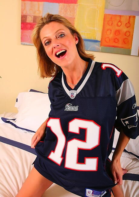 Curious american blonde aged Brenda James in sexy panties exhibiting big knockers and spreading her legs 